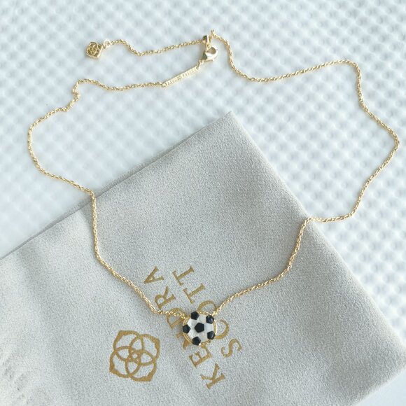 Kendra Scott Gold Ivory Mother-of-Pearl Soccer Short Necklace NEW - Picture 4 of 4